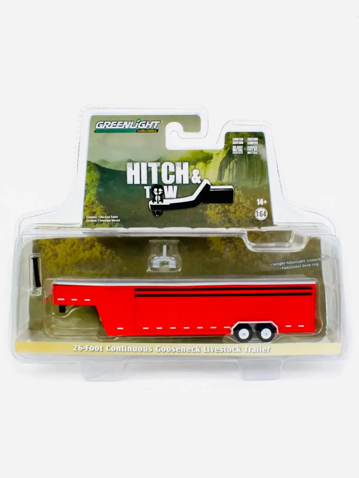 Greenlight Hitch & Tow 26 Foot Vertical 3 Hole Gooseneck Livestock Trailer In Red 1