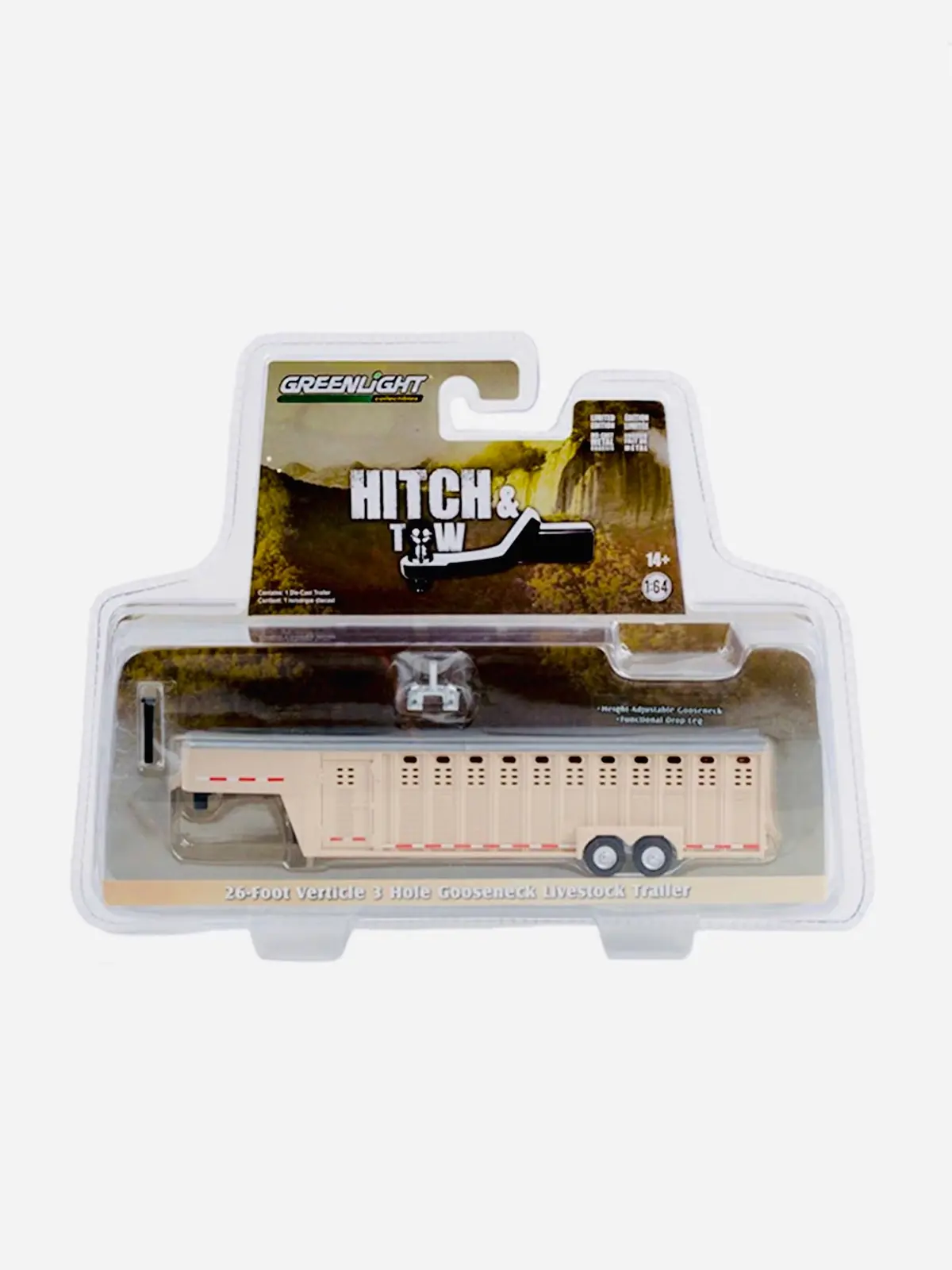 Greenlight Hitch & Tow 26 Foot Vertical 3 Hole Gooseneck Livestock Trailer In Beige 1