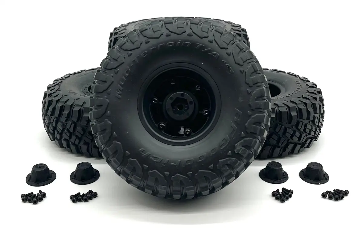 Axial Scx6 Jeep Wrangler Tires, Mud Terrain Km3 W/Rhino Wheels (Axi45000; Axi45001) Axi05000 1