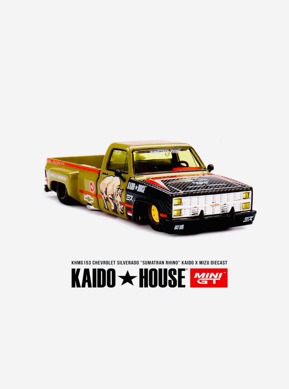 Mini Gt X Kaido House Collab Factory Sealed Chevrolet Silverado “Sumatran Rhino” Kaido X Mizu #153 1