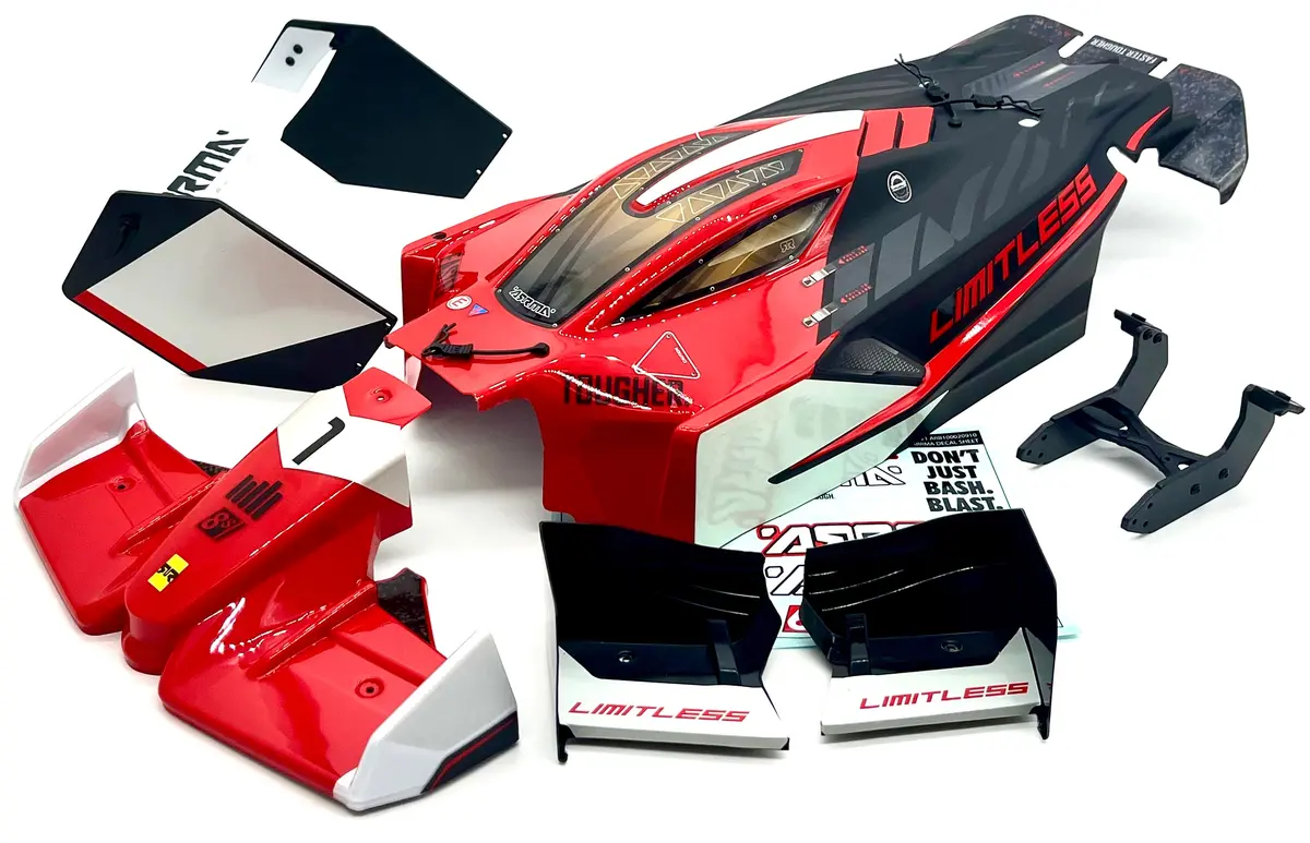 Arrma Limitless 120 8S - Body Shell, Wing Set Mount (Red/Black Ara7816 1