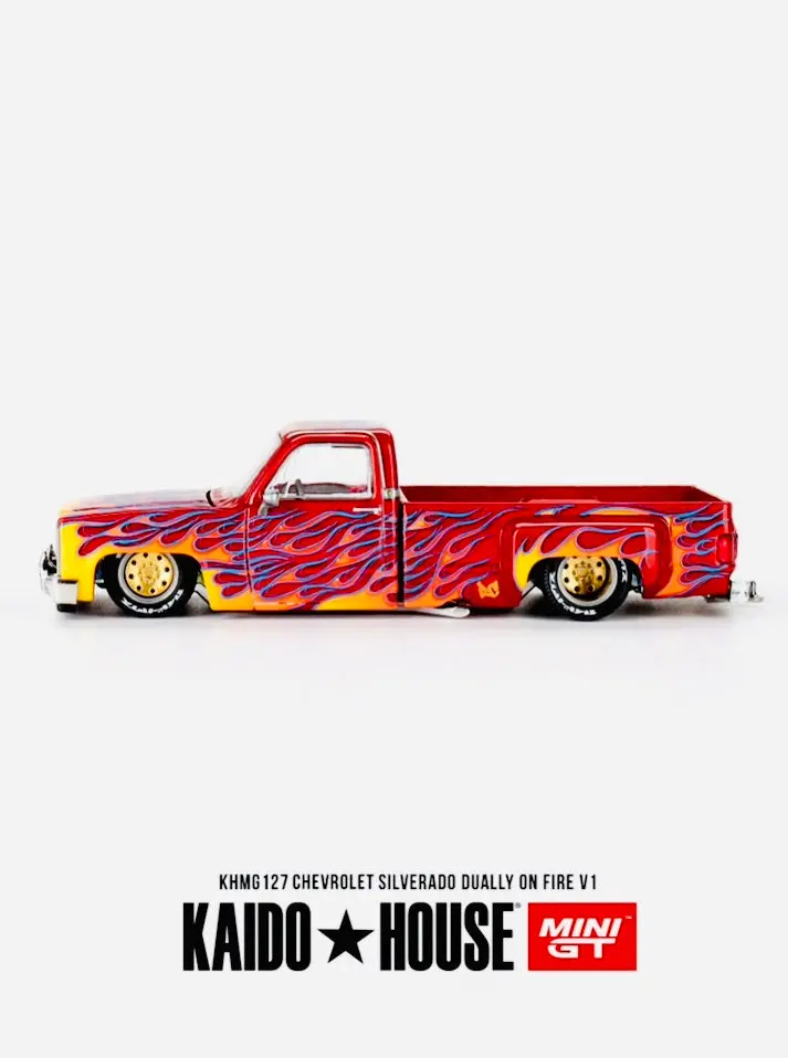 Mini Gt X Kaido House Collab Factory Sealed Chevrolet Silverado Dually On Fire V1 #127 1