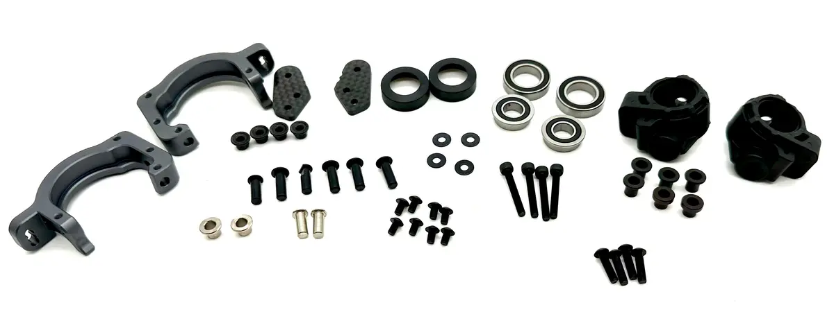 Tekno Eb48 2.2 Front Spindle And Carriers (Bag H) (Shaft, Spindle, Carrier, Bearings, Hubs Tkr9005 1