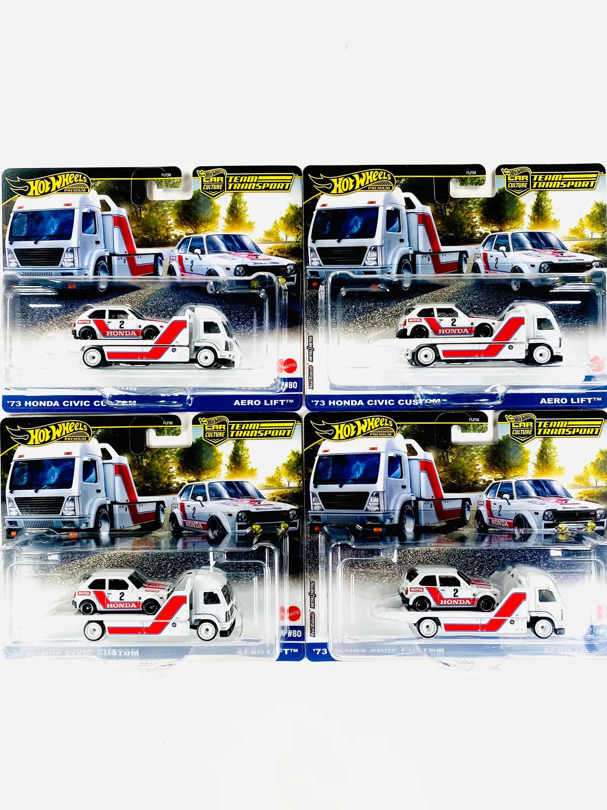 Hot Wheels 2025 Team Transport '73 Honda Civic Custom & Aero Lift #80 Solid Pack (4 Cars) 1