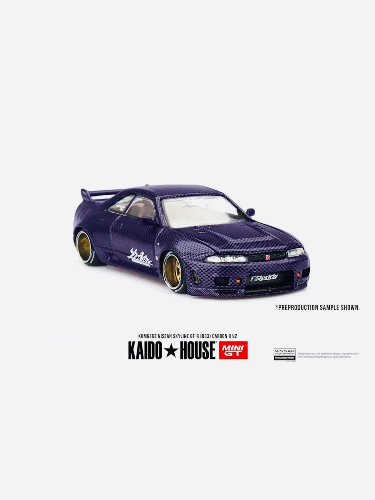 Mini Gt X Kaido House Collab Factory Sealed Nissan Skyline Gt-R (R33) Active Carbon R V2 #163 1
