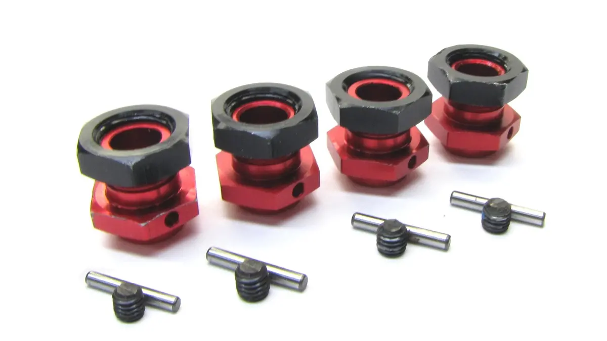 Arrma Kraton 6S V5 Blx - 17Mm Hex Hubs (16.5Mm Adaptors Wheel Red Nuts Ara8608v5 1