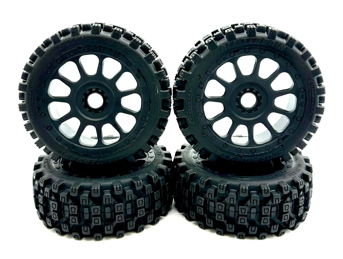 Team Corally Syncro-4 - Tires (Scorpion Xtb - Off-Road 1/8 Buggy Tires - Glued On Black Rims  C-00287 1