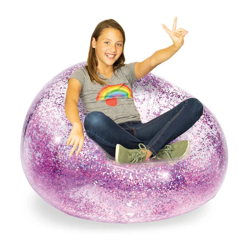 Sparkle Glitz Kids Inflatable Chair - Vibrant Pink Glitter 1