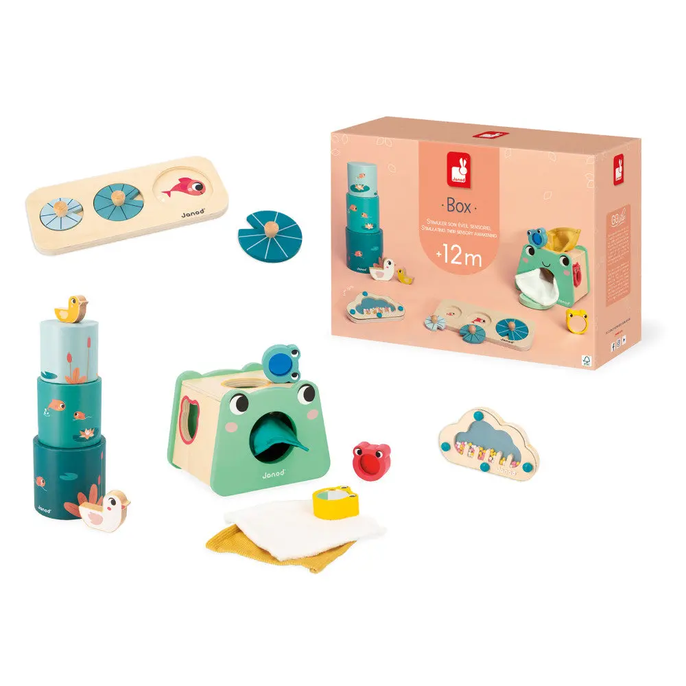 Janod Sensory Exploration Toy Box - 4 Toys For 12 Months & Up 1