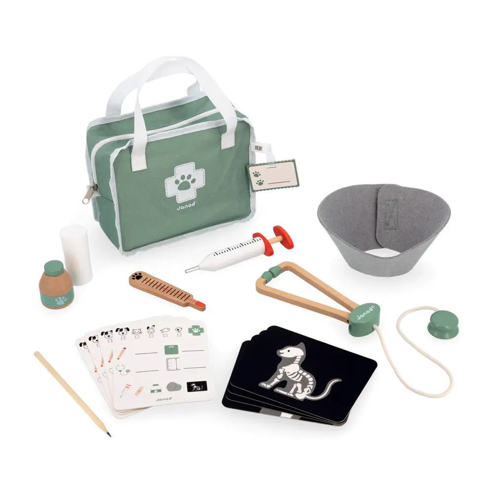 Janod 15-Piece Vet Suitcase Toy Set 1