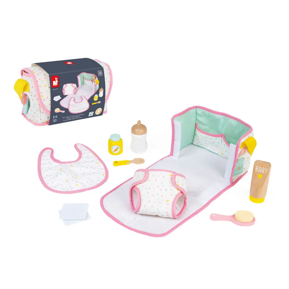 Janod Wooden Doll Nursery & Changing Playset 1
