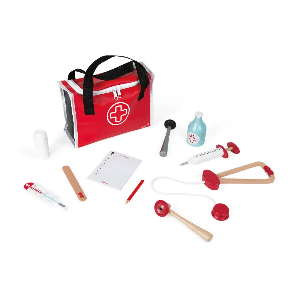 Janod 10-Piece Wooden Doctor's Suitcase Playset 1