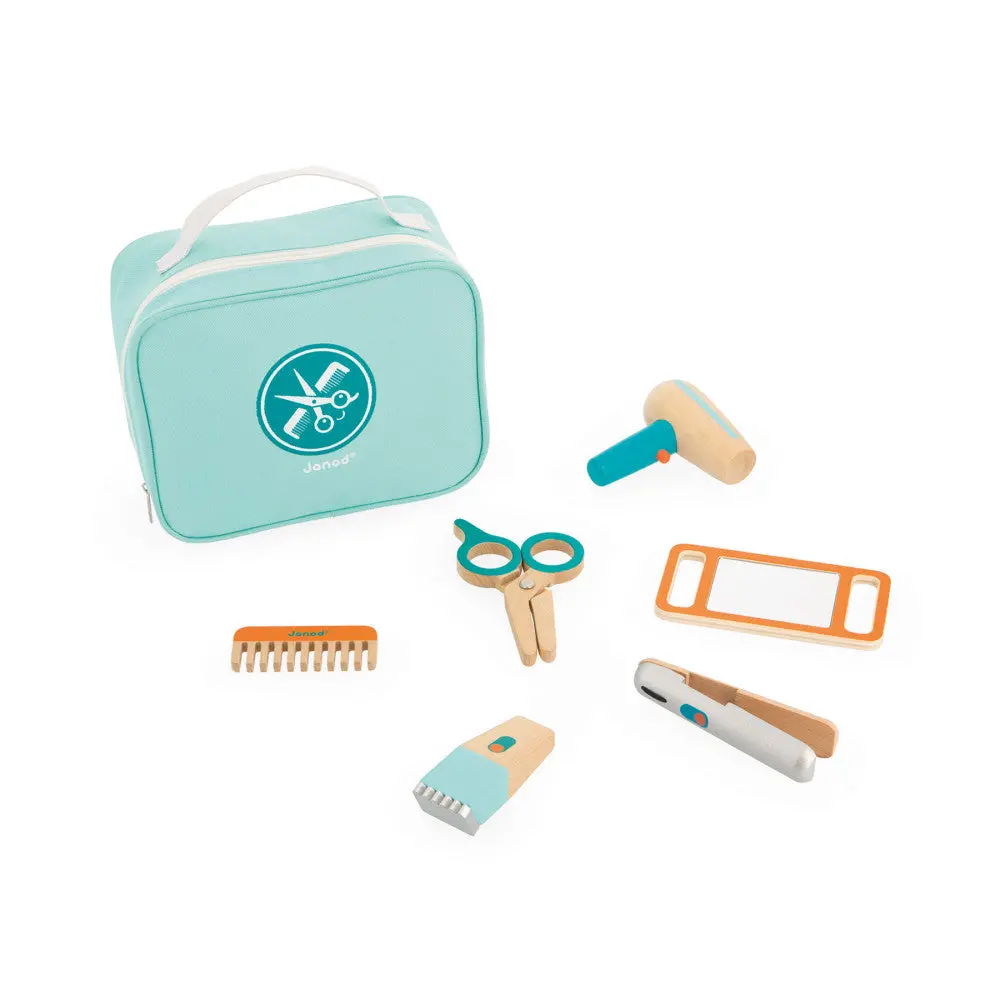 Janod 6-Piece Hairdresser Play Set – Vibrant Blue/Orange 2
