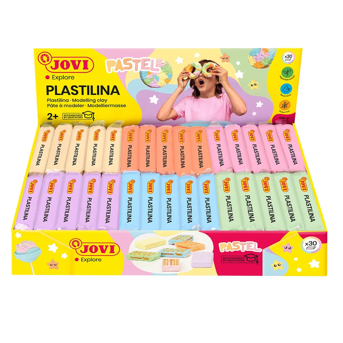 Jovi Pastel Plastilina Modeling Clay - 30 Bars Assortment 1