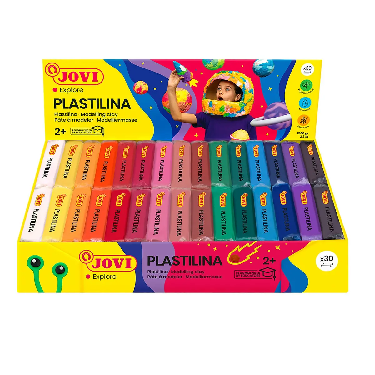 Jovi Plastilina Vegetable-Based Modeling Clay, 30 Bars - Assorted Colors 1