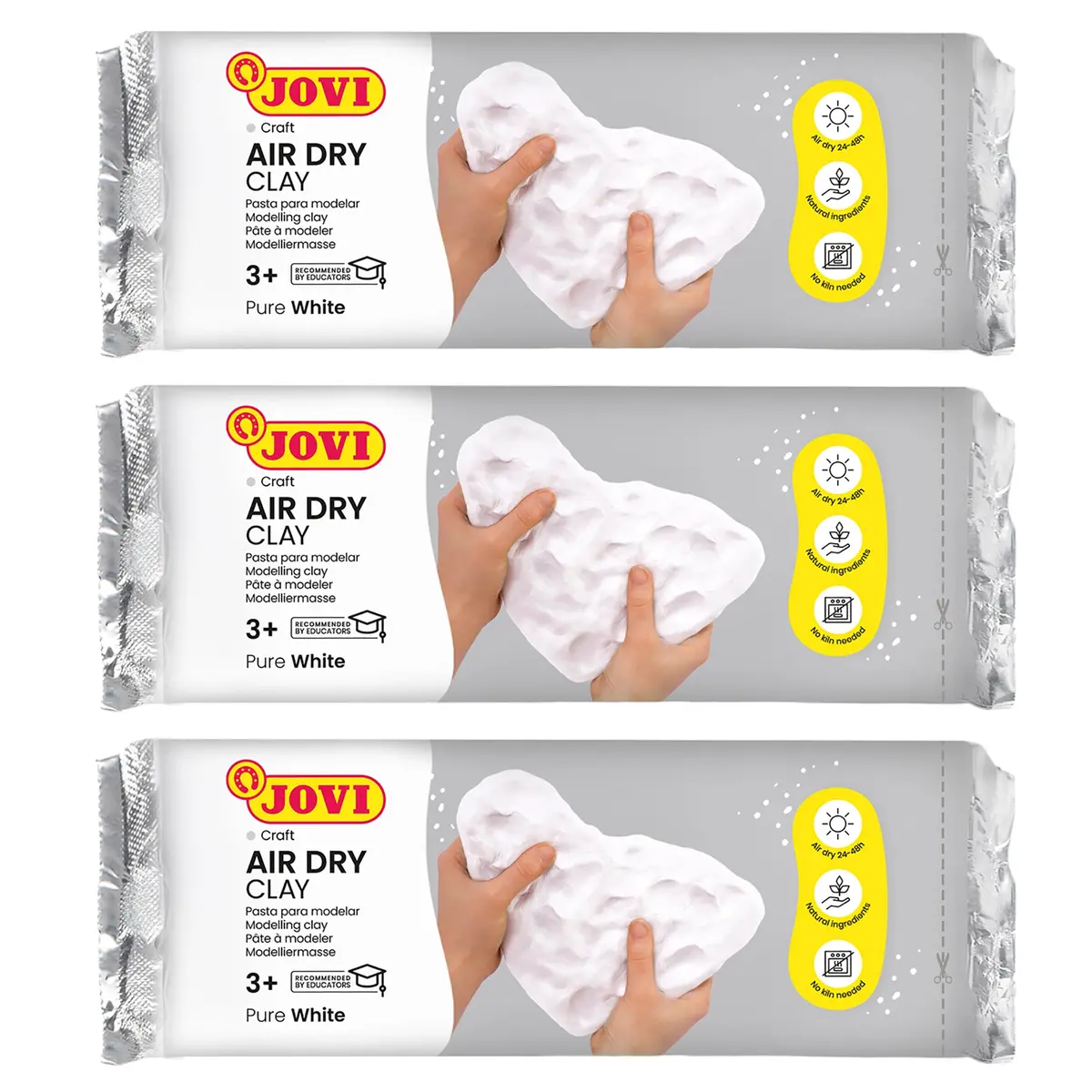 Jovi Natural Air Dry Clay Set - White, 1.1Lb Each, Pack Of 3 1