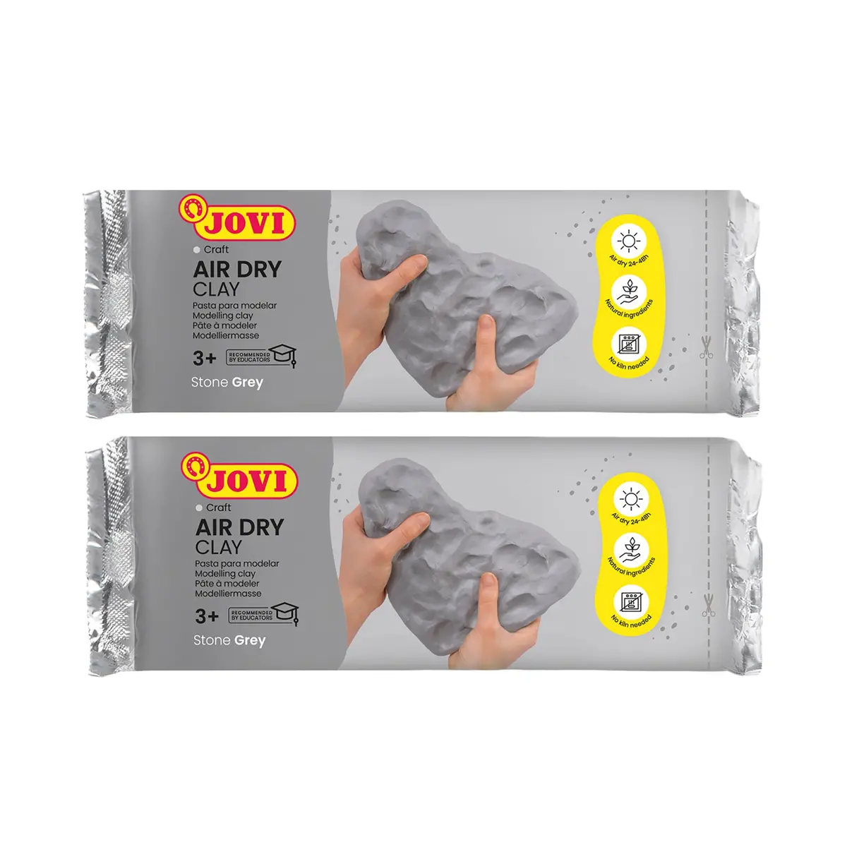 Jovi Home Artist Collection Air Dry Clay - Grey, 2.2Lb Bar, Pack Of 2 1