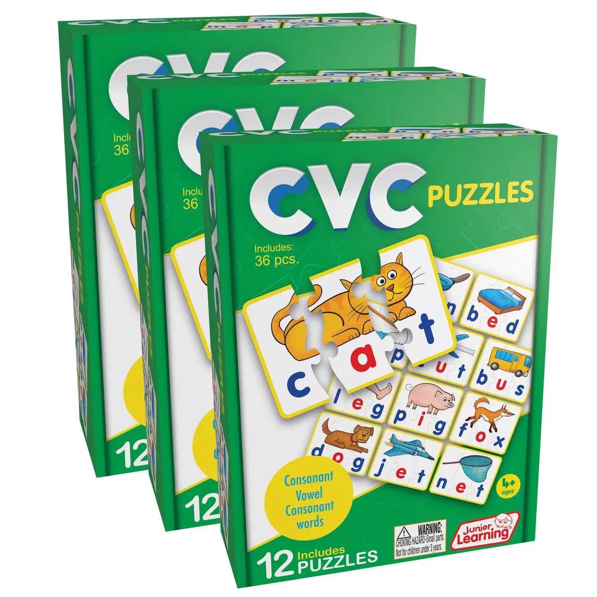Junior Learning Cvc Word Builder Puzzles - Multicolored - 36 Piece Set 1