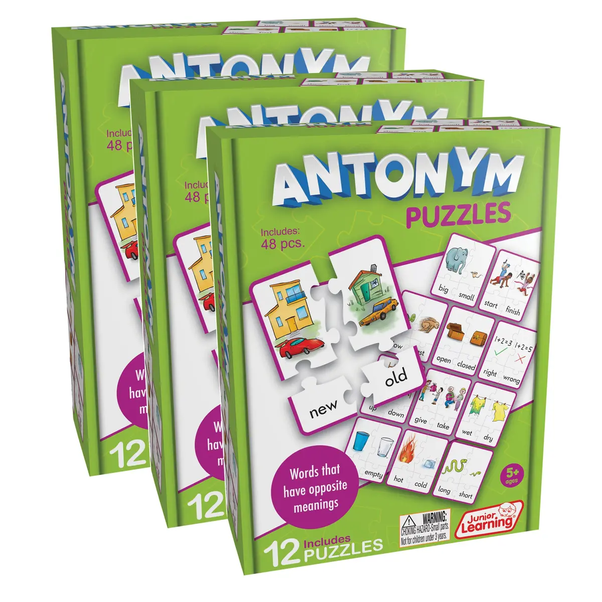 Junior Learning Antonym Puzzles - Multicolored - 3 Sets 1
