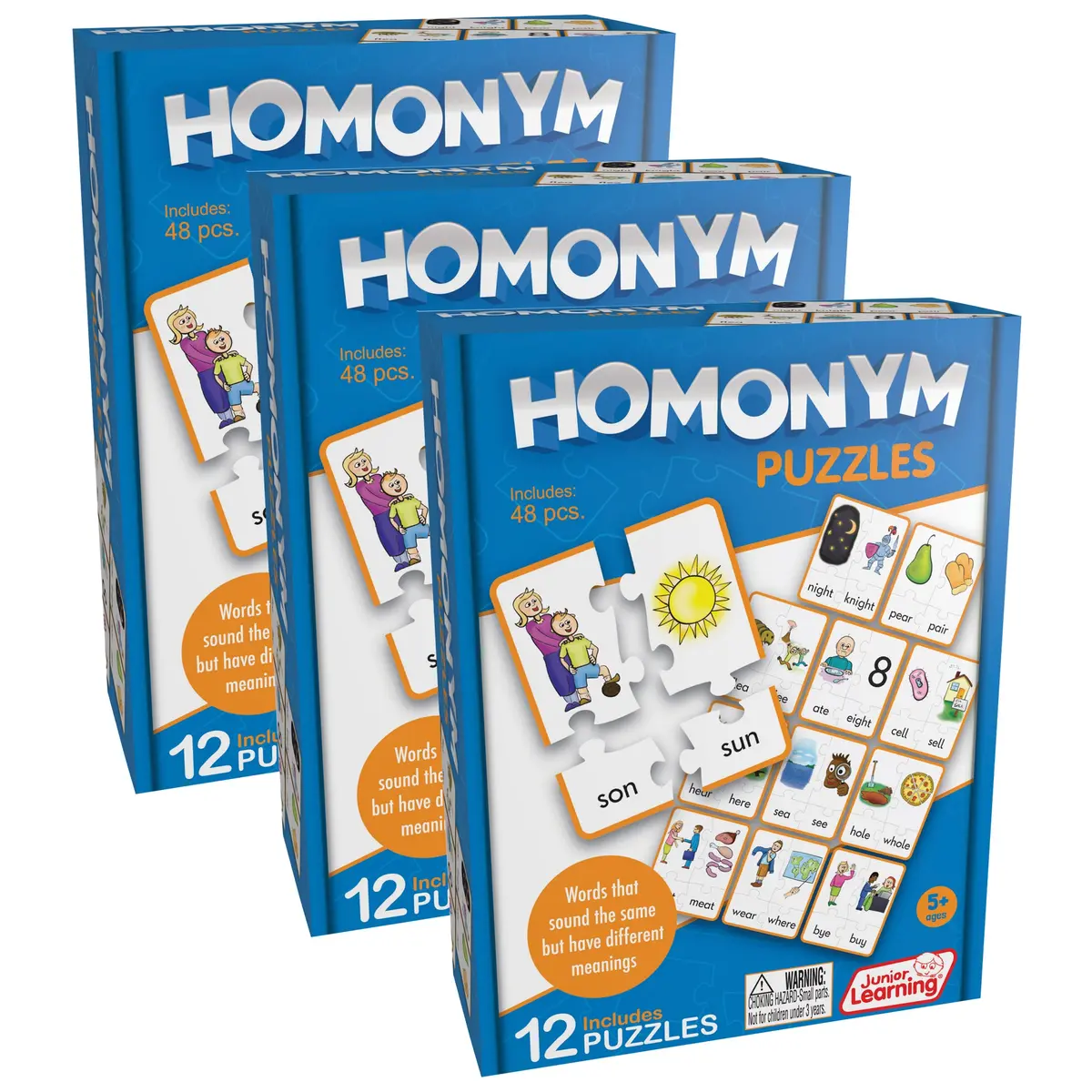 Junior Learning Homonym Puzzles - Word Matching Jigsaw - Pack Of 3 1