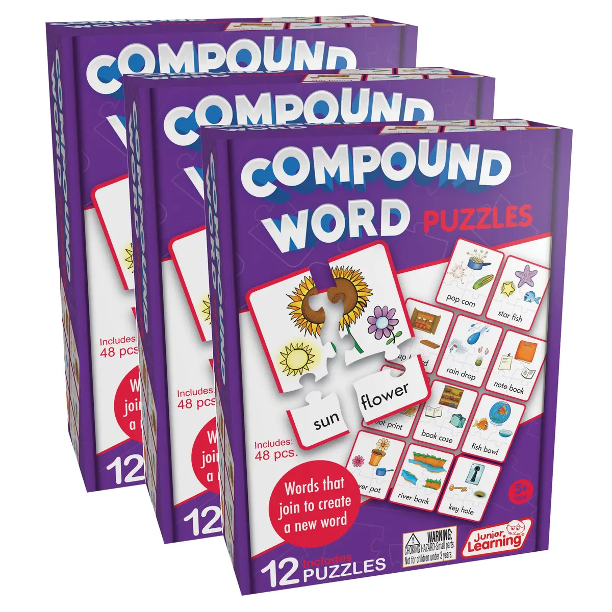 Junior Learning Compound Word Puzzles - Multicolored Language Game 1
