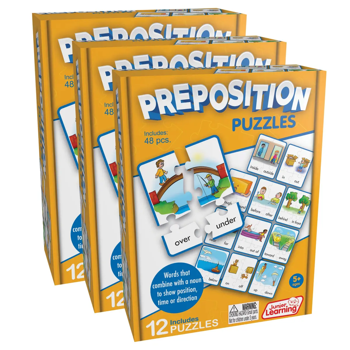 Junior Learning Preposition Puzzles - Multicolored Jigsaw Language Game 1