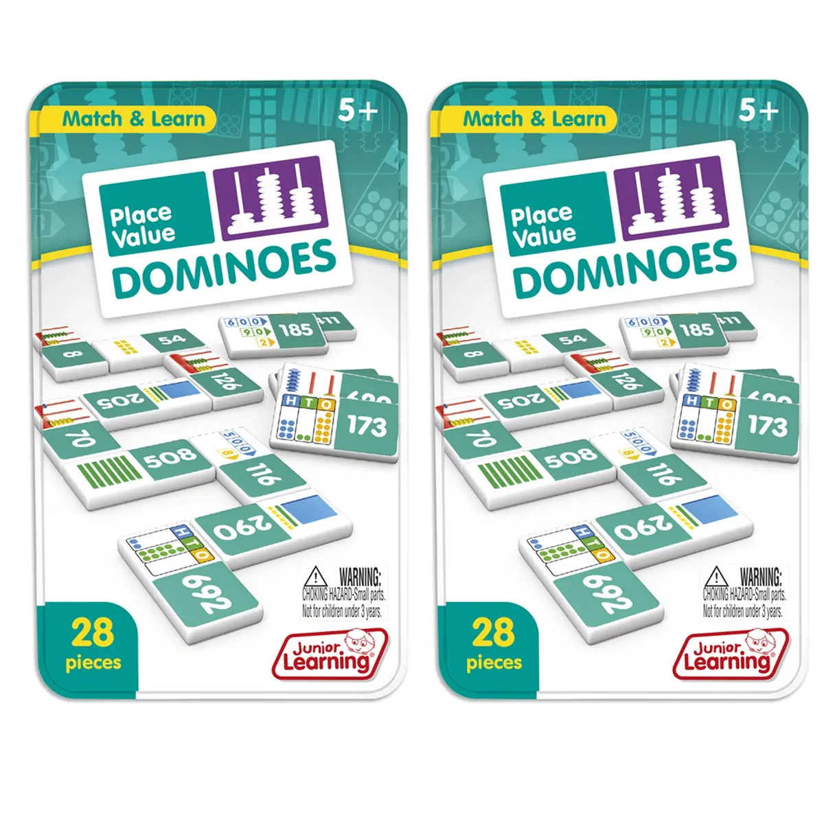 Junior Learning Place Value Dominoes - Educational Math Game - 2-Pack Set 1