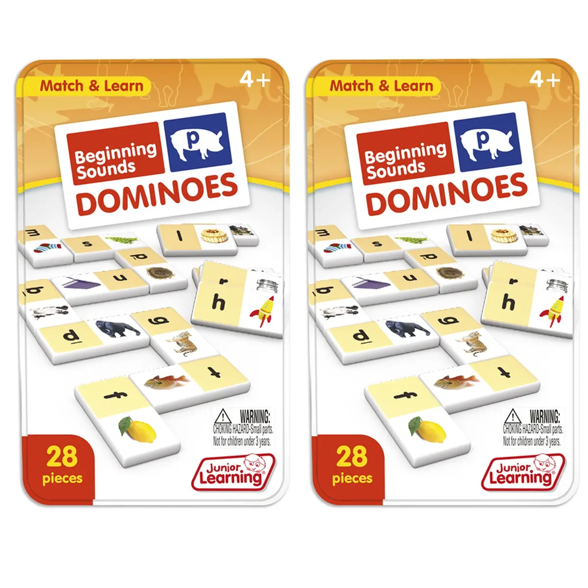 Junior Learning Beginning Sounds Dominoes - Vibrant Learning Game - 2 Sets 1