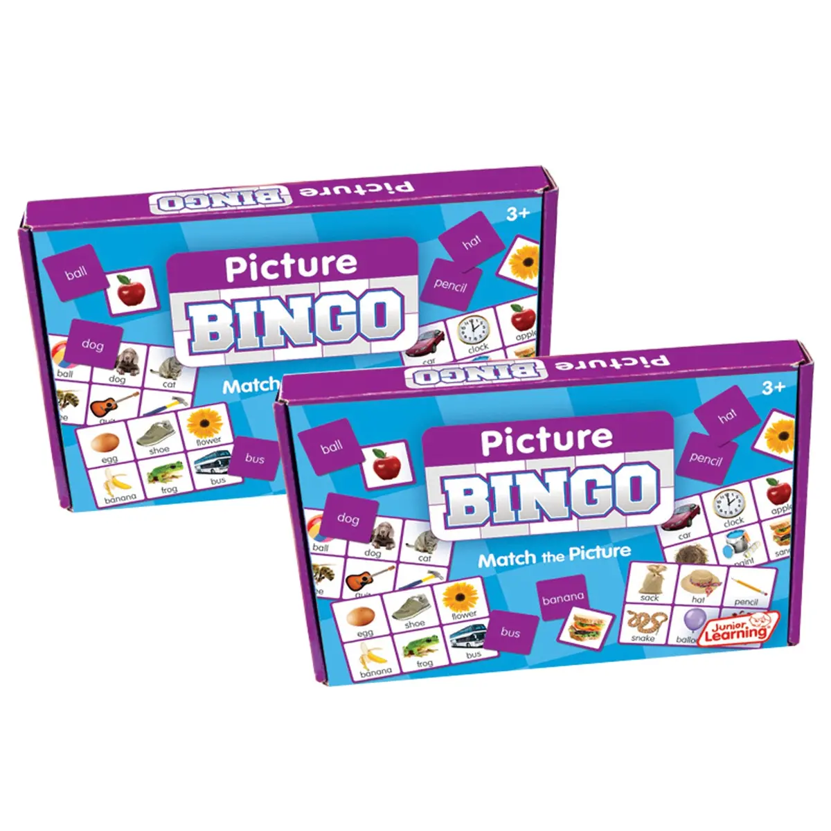 Junior Learning Picture Bingo - Colorful Matching Game - Multicolored, 2 Pack 1