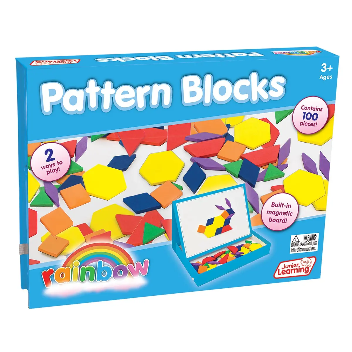 Junior Learning 100-Piece Rainbow Magnetic Pattern Blocks - Assorted Colors 1