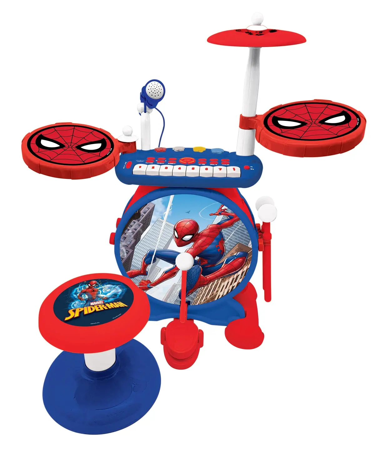 My Rock Band Spider-Man Blue/Red Electronic Drums Set With Seat 1
