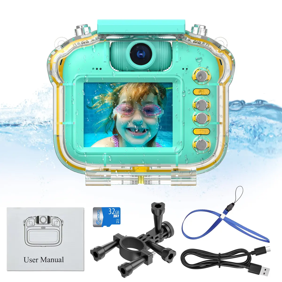 Contixo Kids Waterproof Hd Camera - 1080P, 5X Zoom, Playful Games, Green 1