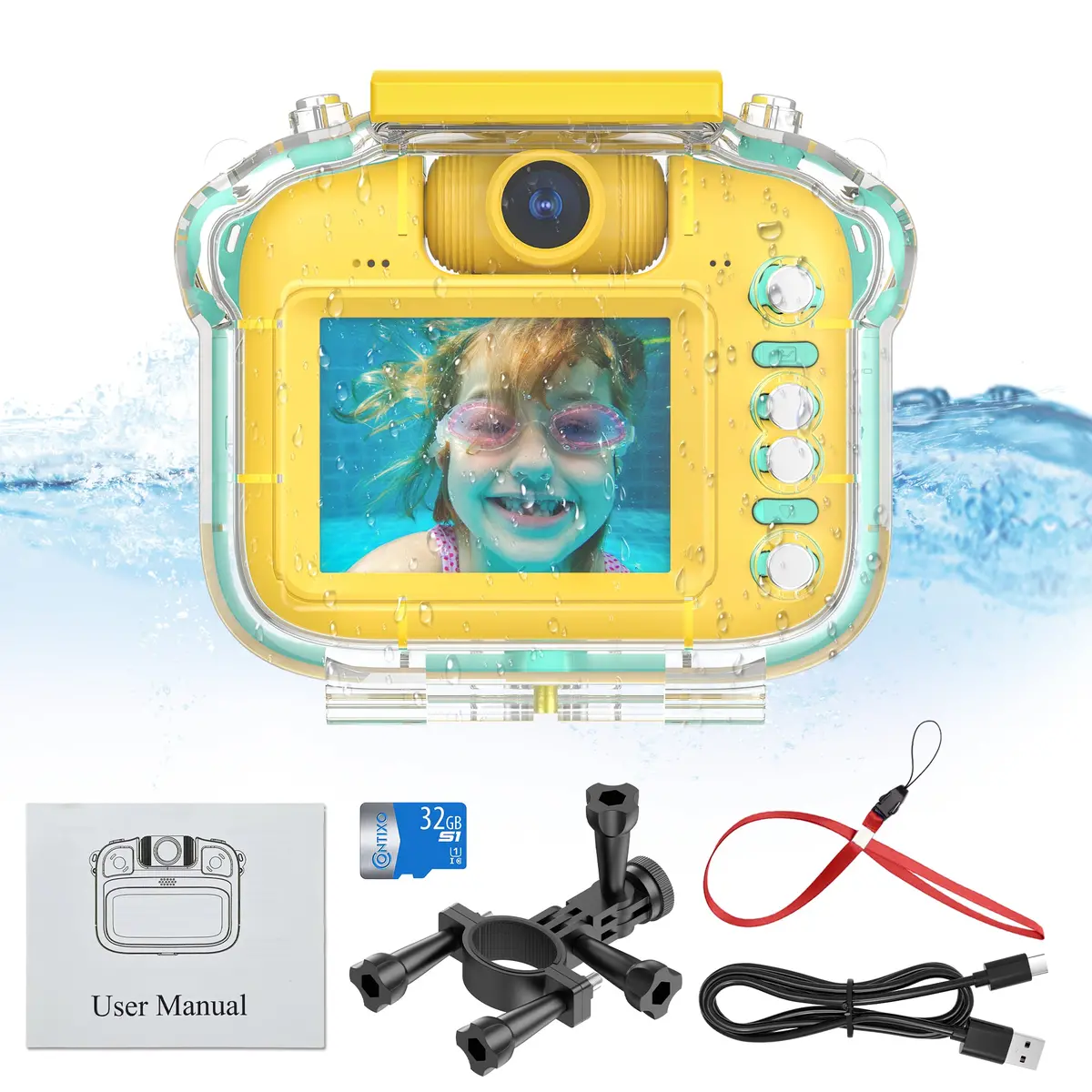 Contixo Kids Waterproof Adventure Camera - 1080P Hd, Yellow 1
