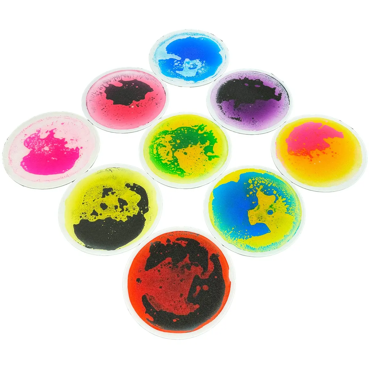 Kore Design Liquid Floor Tiles, Assorted Colors, Disc, 12", Set Of 9 1