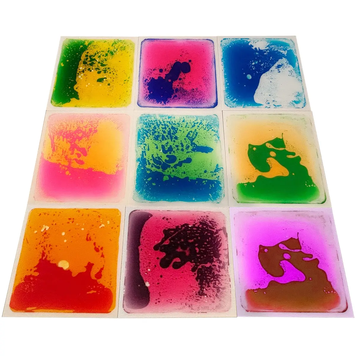 Kore Design Liquid Floor Tiles, Assorted Colors, Squares, 12" X 12" X 0.2", Set Of 9 1