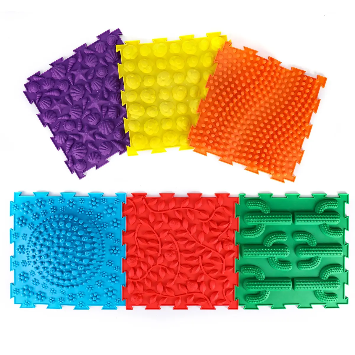 Kore Design Locking Sensory Tactile Tiles, Assorted Colors, 11.8" X 11.8" X 0.6", Set Of 6 1