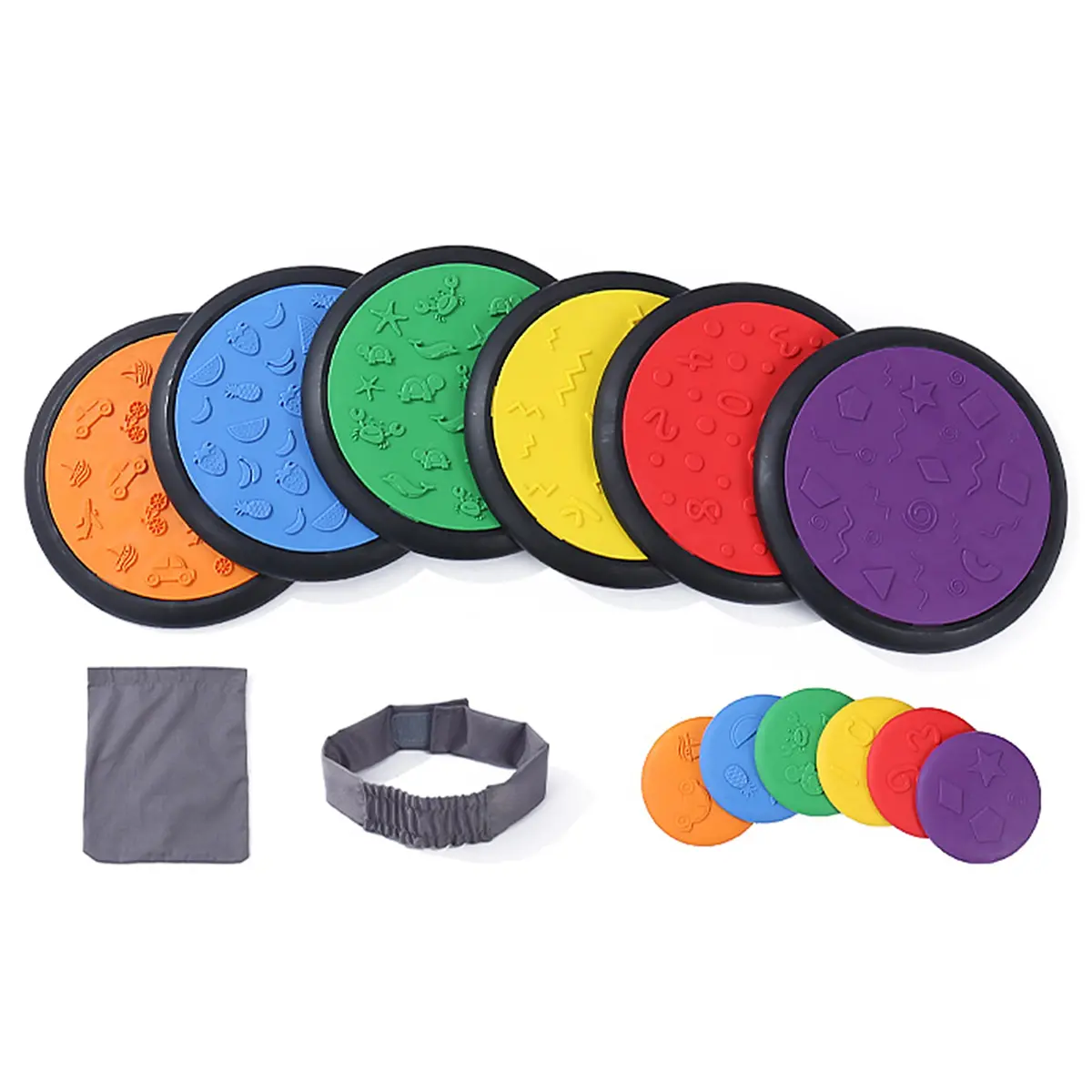 Kore Design Sensory Game Tiles, Assorted Colors, Two Sizes 10.23" & 4", Classic Colors 1