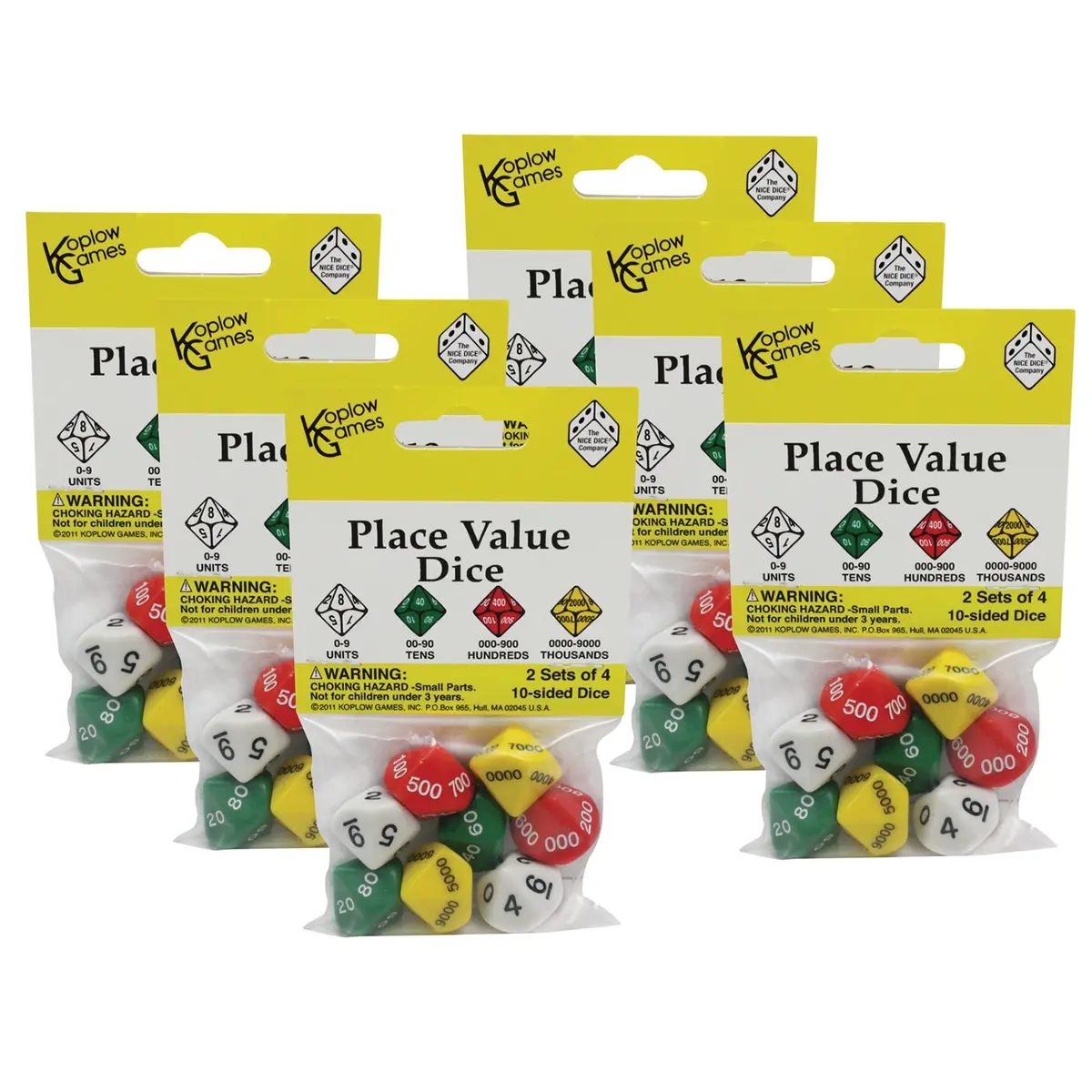 Koplow Games Educational Place Value Dice - Colorful Assortment - Set Of 48 1