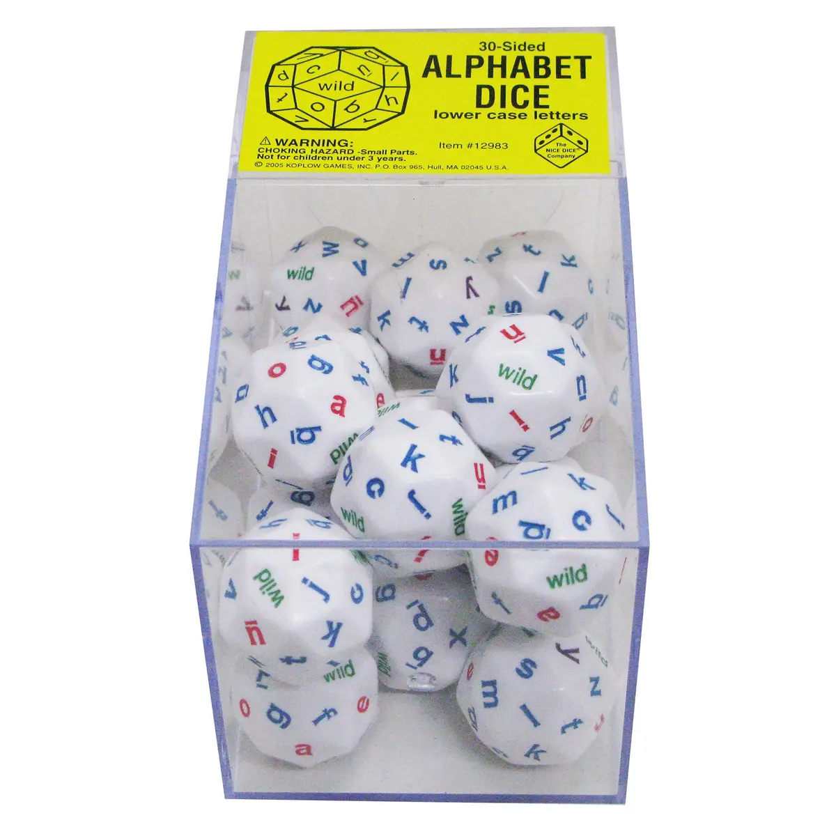 Koplow Games Educational 30-Sided Alphabet Dice - Lowercase Letters - Box Of 20 1
