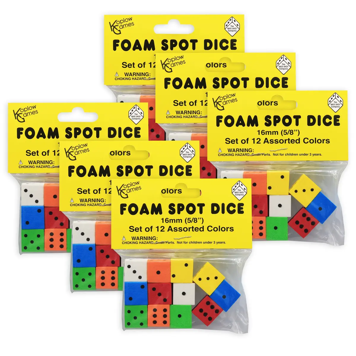 Koplow Games Colorful 16Mm Foam Dice - 72 Pack Assortment 1