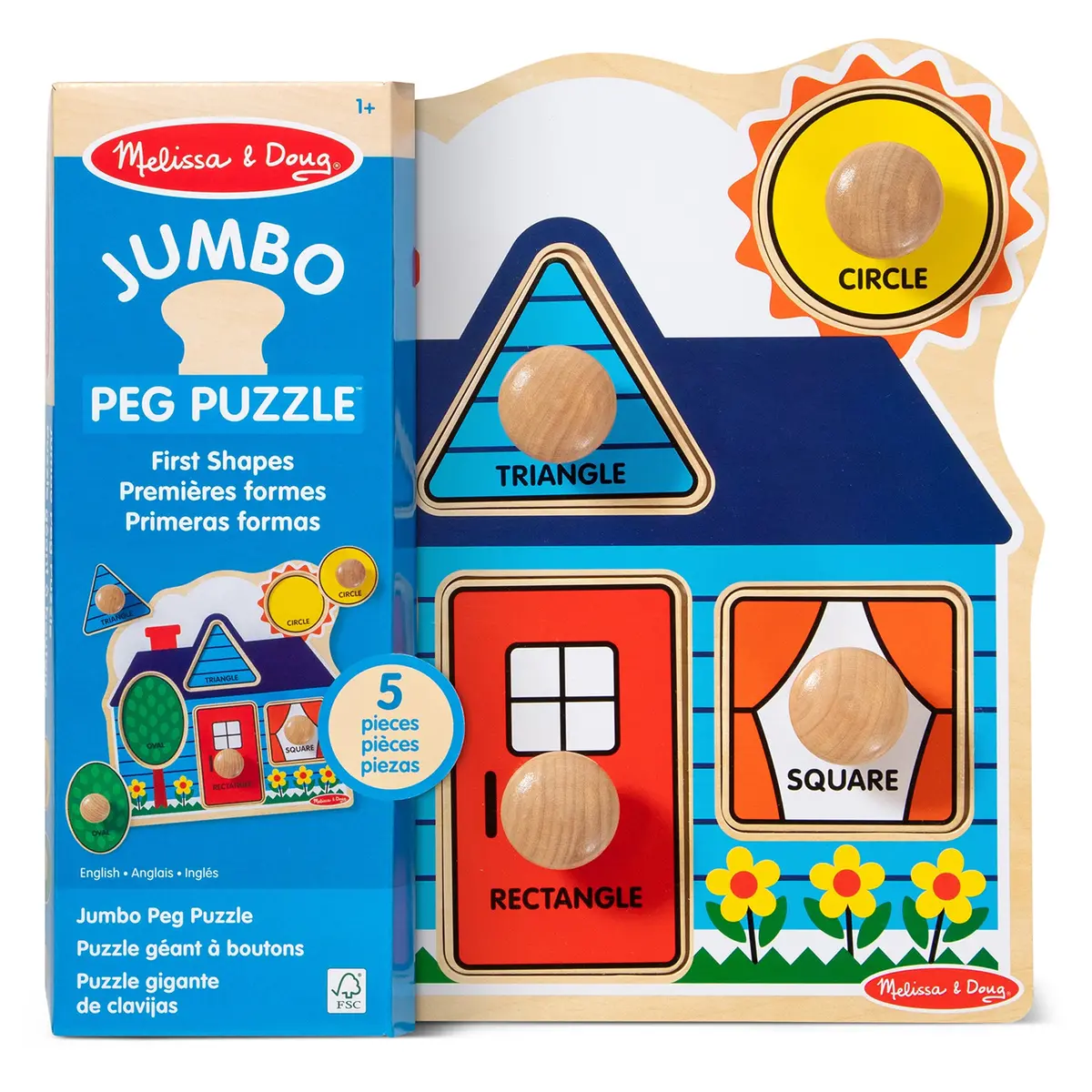 Melissa & Doug First Shapes Jumbo Knob Puzzle – Cabin & Cottage Theme 1