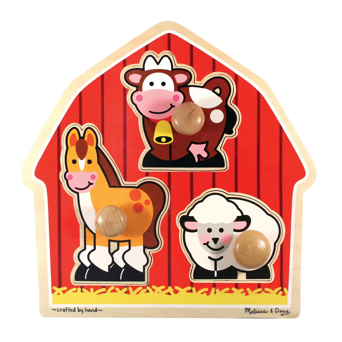 Melissa & Doug Barnyard Animals 3 Pc Wooden Peg Puzzle 1