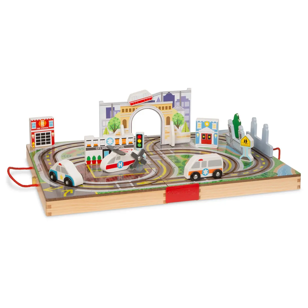 Melissa & Doug Take Along Town Play Set With Wooden Storage Case 1