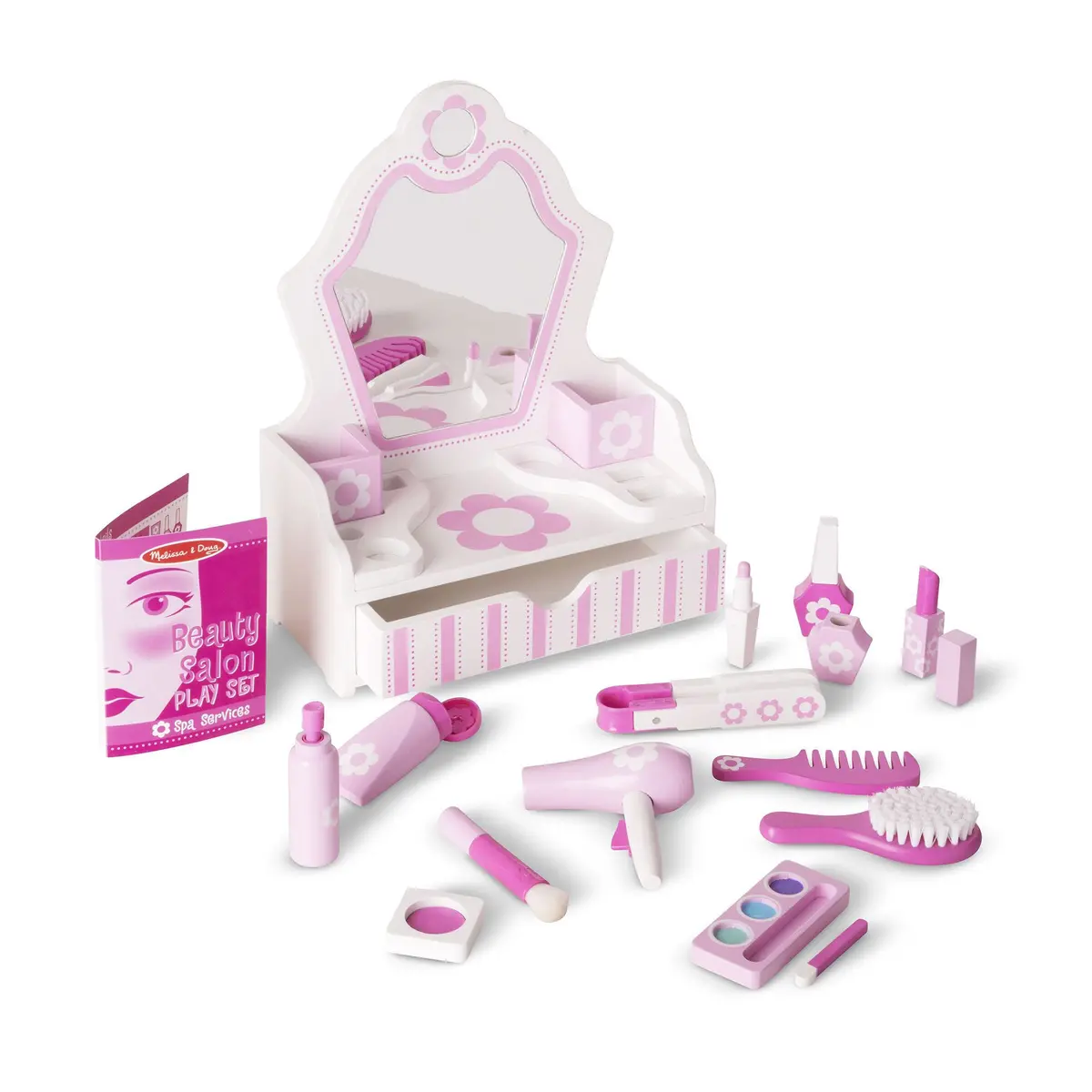 Melissa & Doug 18-Piece Beauty Salon Play Set – Pink & White 1