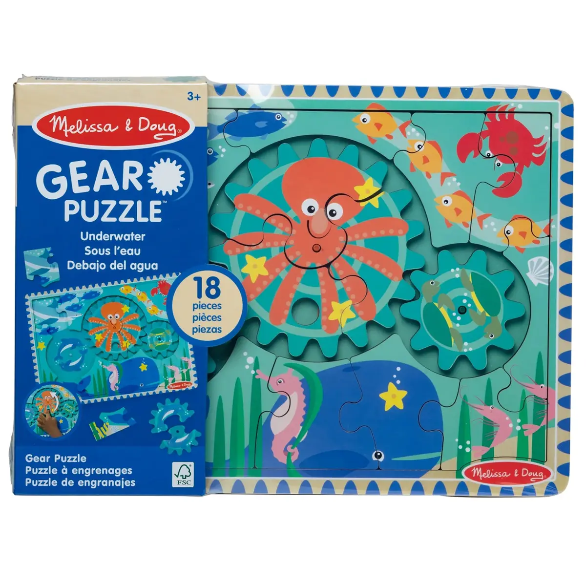 Melissa & Doug Underwater Adventure Wooden Gear Puzzle - Ocean Theme 1