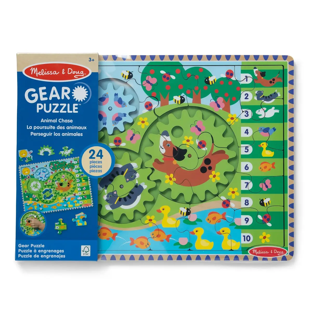 Melissa & Doug Animal Chase I-Spy Wooden Gear Puzzle - 24 Pc 1