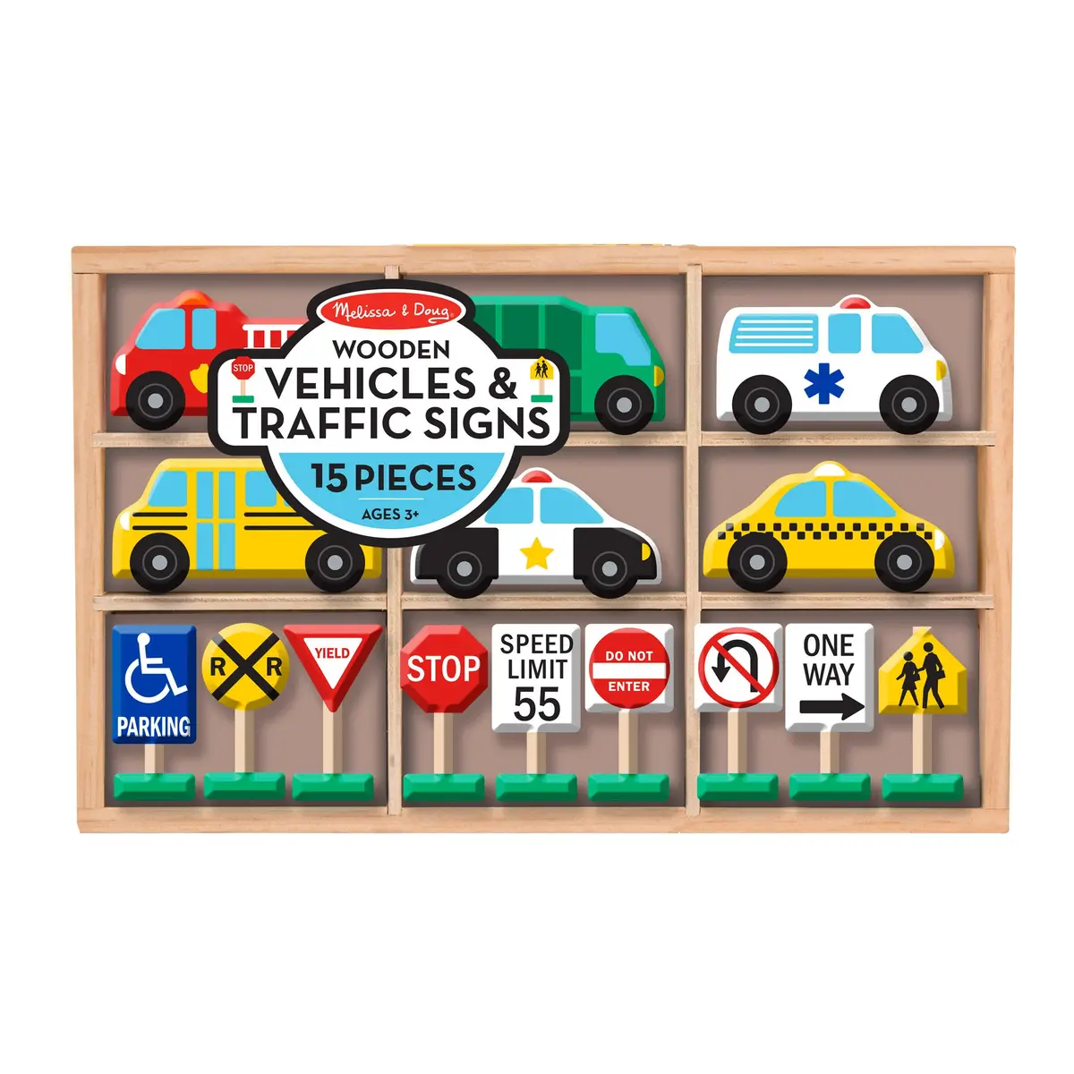 Melissa & Doug Wooden Traffic Adventure Play Set - 15 Pieces 1