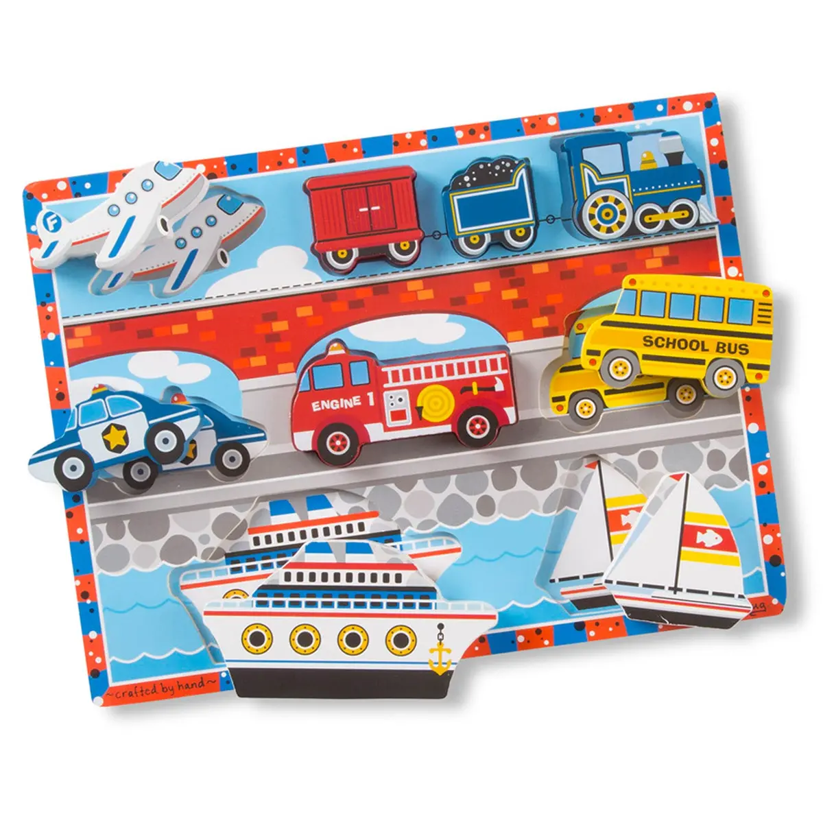 Melissa & Doug Chunky Vehicles Wooden Puzzle - 9 Pc 1
