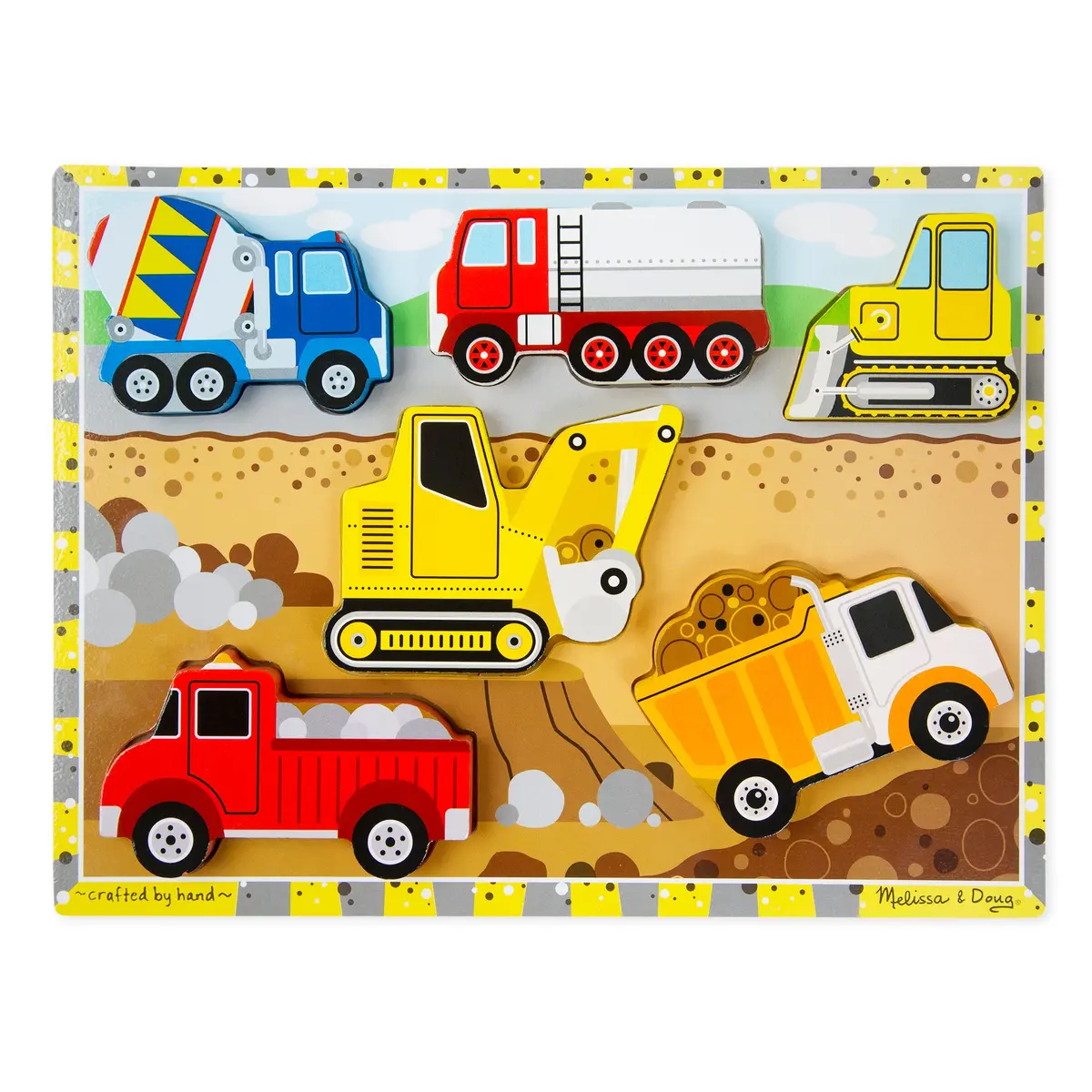Melissa & Doug Construction Vehicles 6-Piece Wooden Chunky Puzzle 2