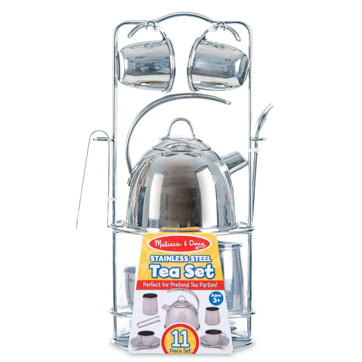 Melissa & Doug 11-Piece Stainless Steel Tea Set - Playtime Elegance 1